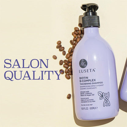 Luseta Biotin B-Complex Thickening Shampoo for Hair Growth and Strengthener - Hair Loss Treatment for Thinning Hair with Biotin, Caffeine, and Argan Oil for Men & Women - All Hair Types (16.9oz) Avelisse