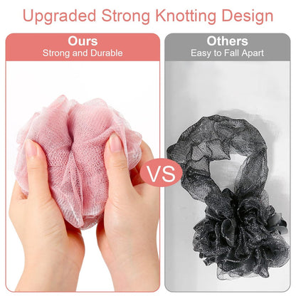 GoWorth Loofah Sponge Pack of 4 – Deep Cleansing Body Scrubber for Shower, Exfoliating Bath Sponge with Handle for Women and Men