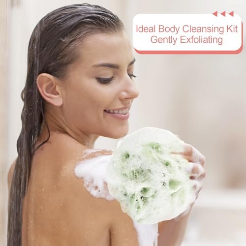 GoWorth Loofah Sponge Pack of 4 – Deep Cleansing Body Scrubber for Shower, Exfoliating Bath Sponge with Handle for Women and Men - görsel 10