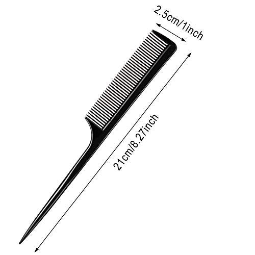Boao 12 Pack Rat Tail Comb Styling Plastic Anti-Static Heat Resistant Tail Comb for All Hair Types Fine Tooth for Men and Women (Black) - görsel 4