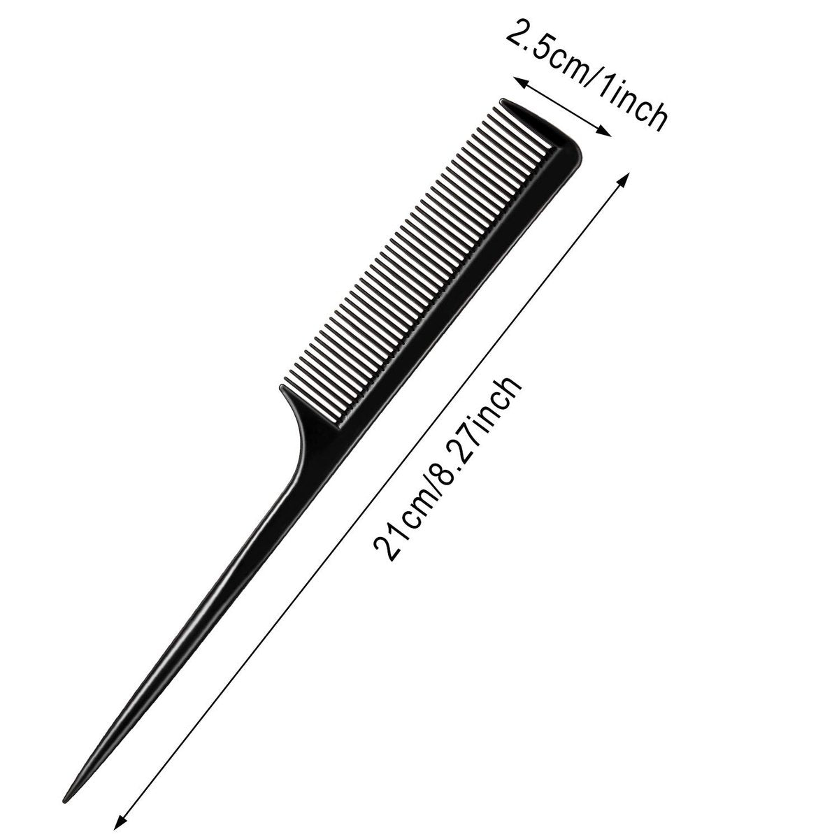 Boao 12 Pack Rat Tail Comb Styling Plastic Anti-Static Heat Resistant Tail Comb for All Hair Types Fine Tooth for Men and Women (Black) - görsel 3
