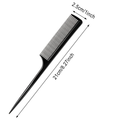 Boao 12 Pack Rat Tail Comb Styling Plastic Anti-Static Heat Resistant Tail Comb for All Hair Types Fine Tooth for Men and Women (Black)