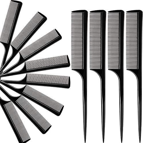 Boao 12 Pack Rat Tail Comb Styling Plastic Anti-Static Heat Resistant Tail Comb for All Hair Types Fine Tooth for Men and Women (Black) - görsel 2