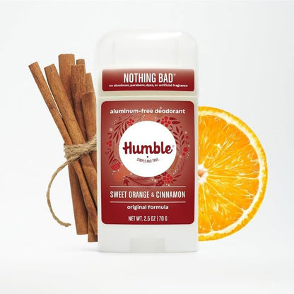 Humble Aluminum-Free Deodorant Stick - Sweet Orange & Cinnamon - Natural Long-Lasting Odor Control for Women & Men
