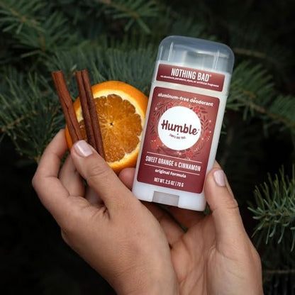 Humble Aluminum-Free Deodorant Stick - Sweet Orange & Cinnamon - Natural Long-Lasting Odor Control for Women & Men