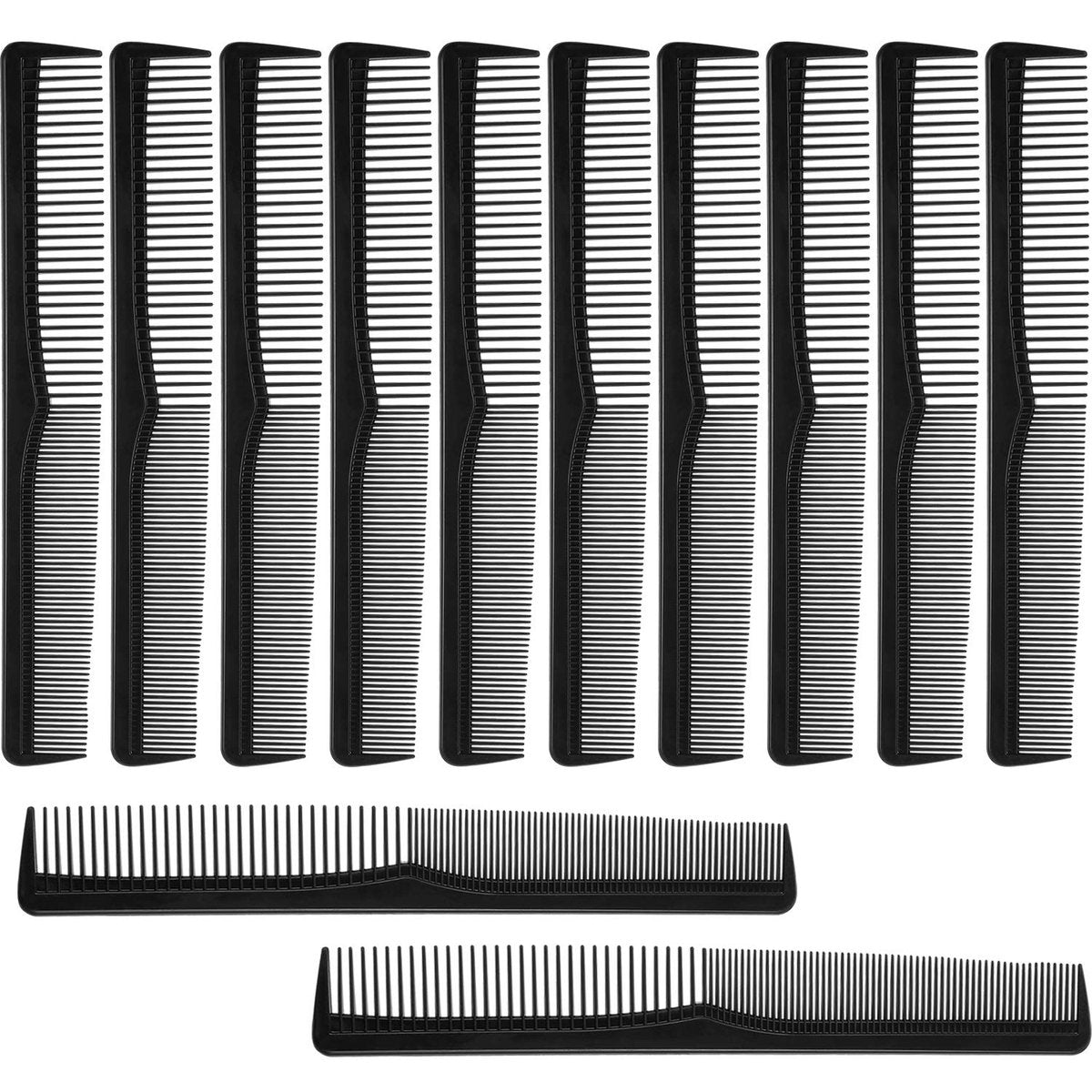 Boao 12-Piece Black Hair Combs Set – Fine & Wide Tooth Cutting Combs for Barber, Stylist, Salon, Men & Women – Pocket Size - görsel 1