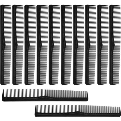 Boao 12-Piece Black Hair Combs Set – Fine & Wide Tooth Cutting Combs for Barber, Stylist, Salon, Men & Women – Pocket Size