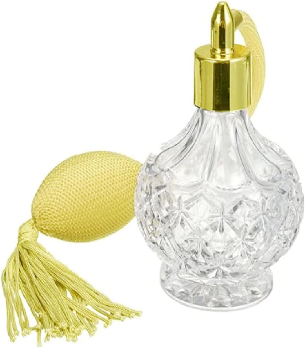 BOGZON 80ml Clear Crystal Vintage Style Perfume Bottle with Gold Long Spray Tassels - Refillable Glass Atomizer Pump - görsel 2