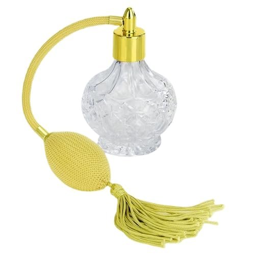 BOGZON 80ml Clear Crystal Vintage Style Perfume Bottle with Gold Long Spray Tassels - Refillable Glass Atomizer Pump - görsel 3