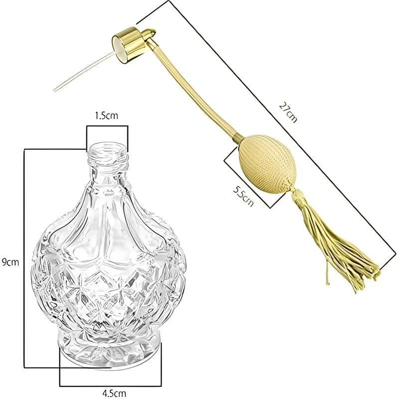 BOGZON 80ml Clear Crystal Vintage Style Perfume Bottle with Gold Long Spray Tassels - Refillable Glass Atomizer Pump - görsel 7