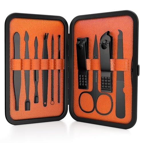 Wild Willies 10-Piece Pedicure & Manicure Kit for Men & Women - Compact Travel Nail Grooming Set with Clippers, Scissors, Tweezers, Files Avelisse