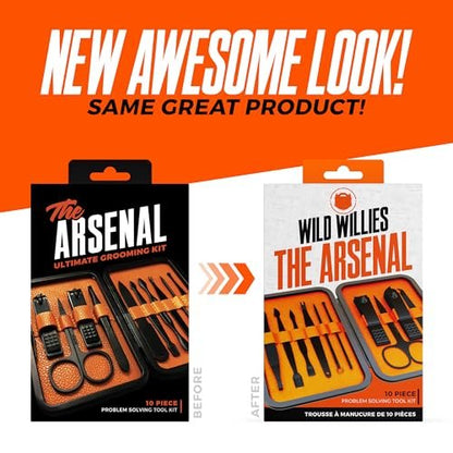 Wild Willies 10-Piece Pedicure & Manicure Kit for Men & Women - Compact Travel Nail Grooming Set with Clippers, Scissors, Tweezers, Files Avelisse