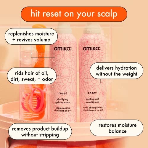 Amika Reset Clarifying Gel Shampoo – Deep Clean for Healthy Hair (6.7 fl oz) Avelisse
