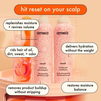 Amika Reset Clarifying Gel Shampoo – Deep Clean for Healthy Hair (6.7 fl oz) Avelisse