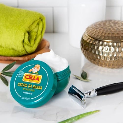 Cella Milano Aloe Vera Shaving Cream Soap, 150g – Dense, Luxurious Lather for Smooth Shaves, Made in Italy Since 1899 Avelisse