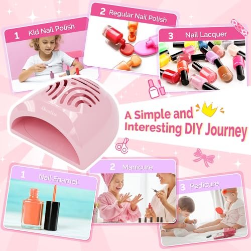 MelodySusie Portable Kids Nail Dryer - Mini Nail Fan for Water Based Nail Polish, Safe for Kids, Pink, 1 Count Avelisse