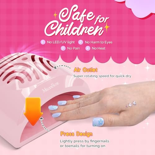 MelodySusie Portable Kids Nail Dryer - Mini Nail Fan for Water Based Nail Polish, Safe for Kids, Pink, 1 Count Avelisse