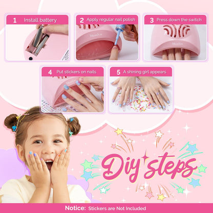 MelodySusie Portable Kids Nail Dryer - Mini Nail Fan for Water Based Nail Polish, Safe for Kids, Pink, 1 Count Avelisse