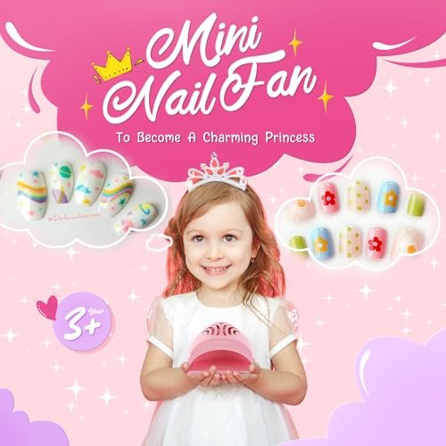 MelodySusie Portable Kids Nail Dryer - Mini Nail Fan for Water Based Nail Polish, Safe for Kids, Pink, 1 Count Avelisse