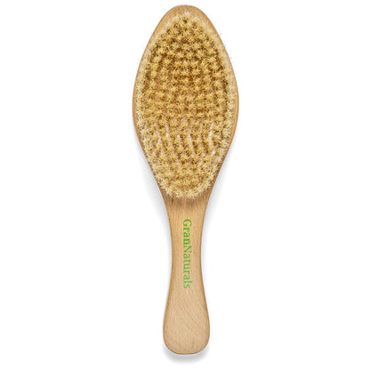 GranNaturals Soft Bristle Hair Brush – Curved Boar Bristle Hairbrush for Waves, Slick Back & Smoothing, Wooden Handle Avelisse