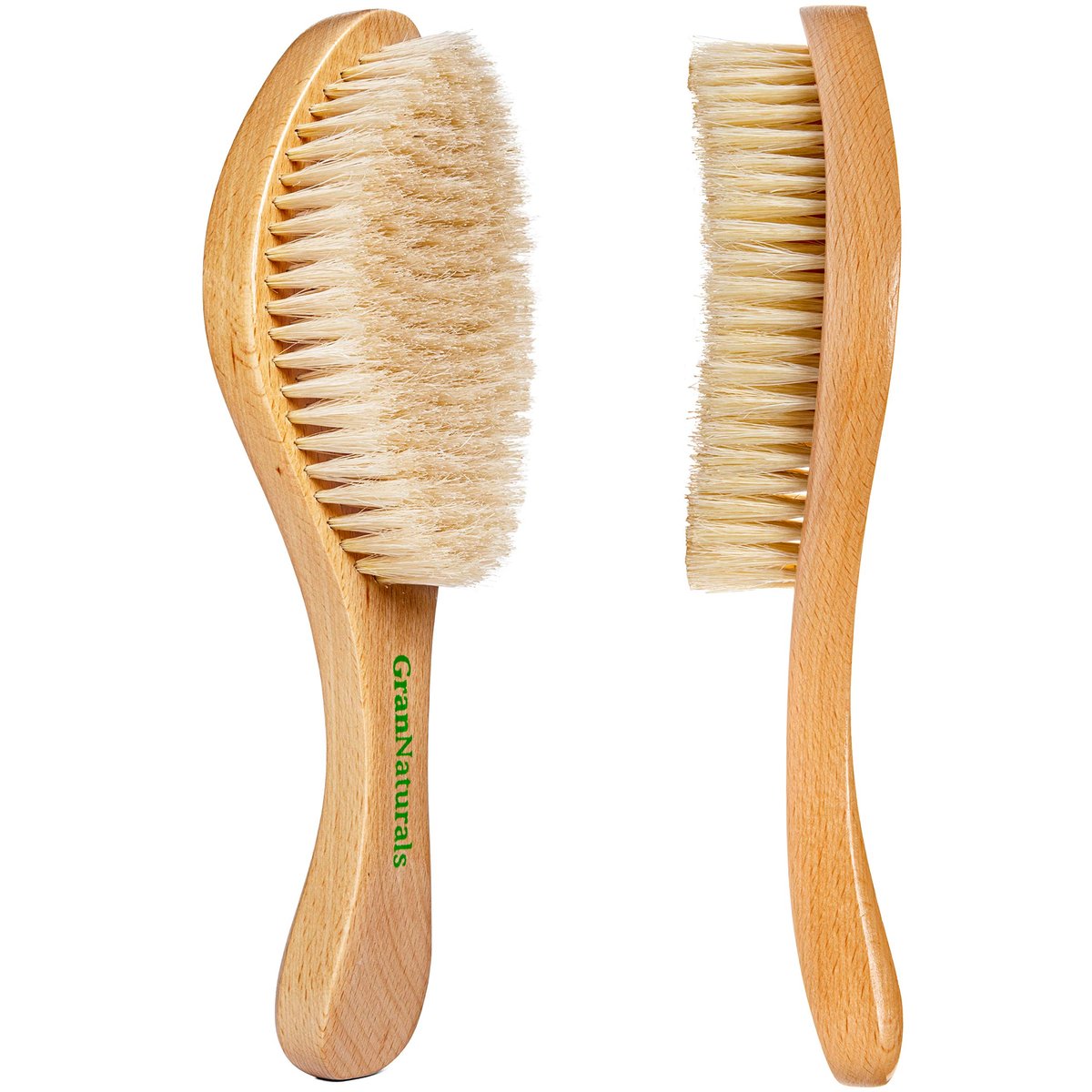 GranNaturals Soft Bristle Hair Brush – Curved Boar Bristle Hairbrush for Waves, Slick Back & Smoothing, Wooden Handle Avelisse