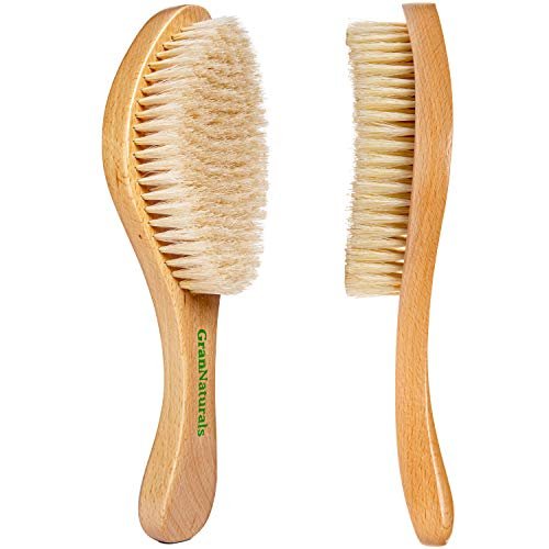 GranNaturals Soft Bristle Hair Brush – Curved Boar Bristle Hairbrush for Waves, Slick Back & Smoothing, Wooden Handle Avelisse
