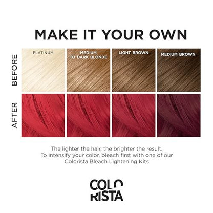 L'Oreal Paris Colorista Semi Permanent Hair Color for Bleached or Blonde Hair - Bright Red, 1 Count