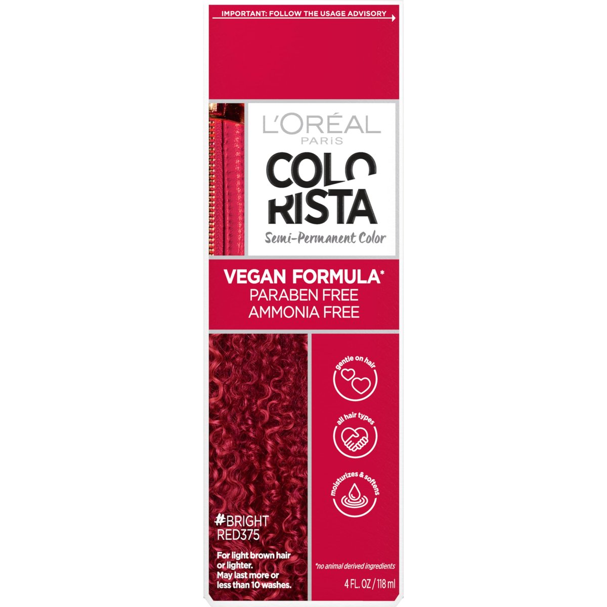 L'Oreal Paris Colorista Semi Permanent Hair Color for Bleached or Blonde Hair - Bright Red, 1 Count - görsel 2