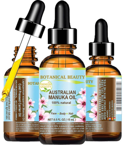 Botanical Beauty MANUKA OIL Wild Growth Raw 100% Natural Virgin Unrefined Cold Pressed Carrier Oil for Skin, Face, Hair, Lip and Nail Care Anti-Aging 0.5 Fl Oz - 15 ml Avelisse