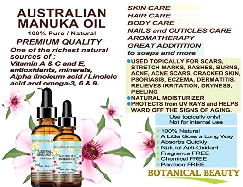 Botanical Beauty MANUKA OIL Wild Growth Raw 100% Natural Virgin Unrefined Cold Pressed Carrier Oil for Skin, Face, Hair, Lip and Nail Care Anti-Aging 0.5 Fl Oz - 15 ml Avelisse