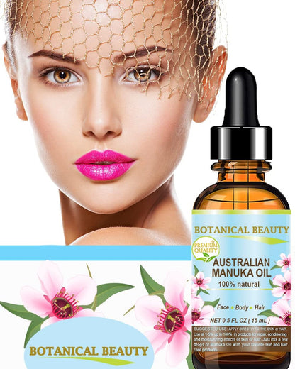 Botanical Beauty MANUKA OIL Wild Growth Raw 100% Natural Virgin Unrefined Cold Pressed Carrier Oil for Skin, Face, Hair, Lip and Nail Care Anti-Aging 0.5 Fl Oz - 15 ml Avelisse