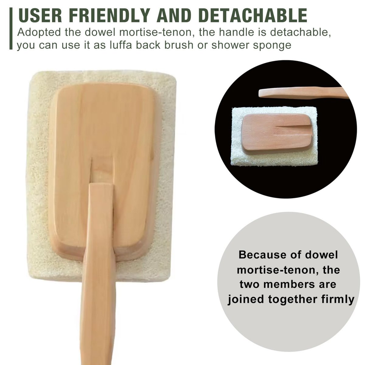 Natural Exfoliating Loofah Luffa Bath Brush on a Stick – 2 Pack Long Wooden Handle Back Scrubber for Men & Women - görsel 7