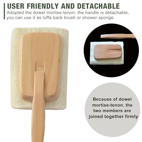 Natural Exfoliating Loofah Luffa Bath Brush on a Stick – 2 Pack Long Wooden Handle Back Scrubber for Men & Women - görsel 8