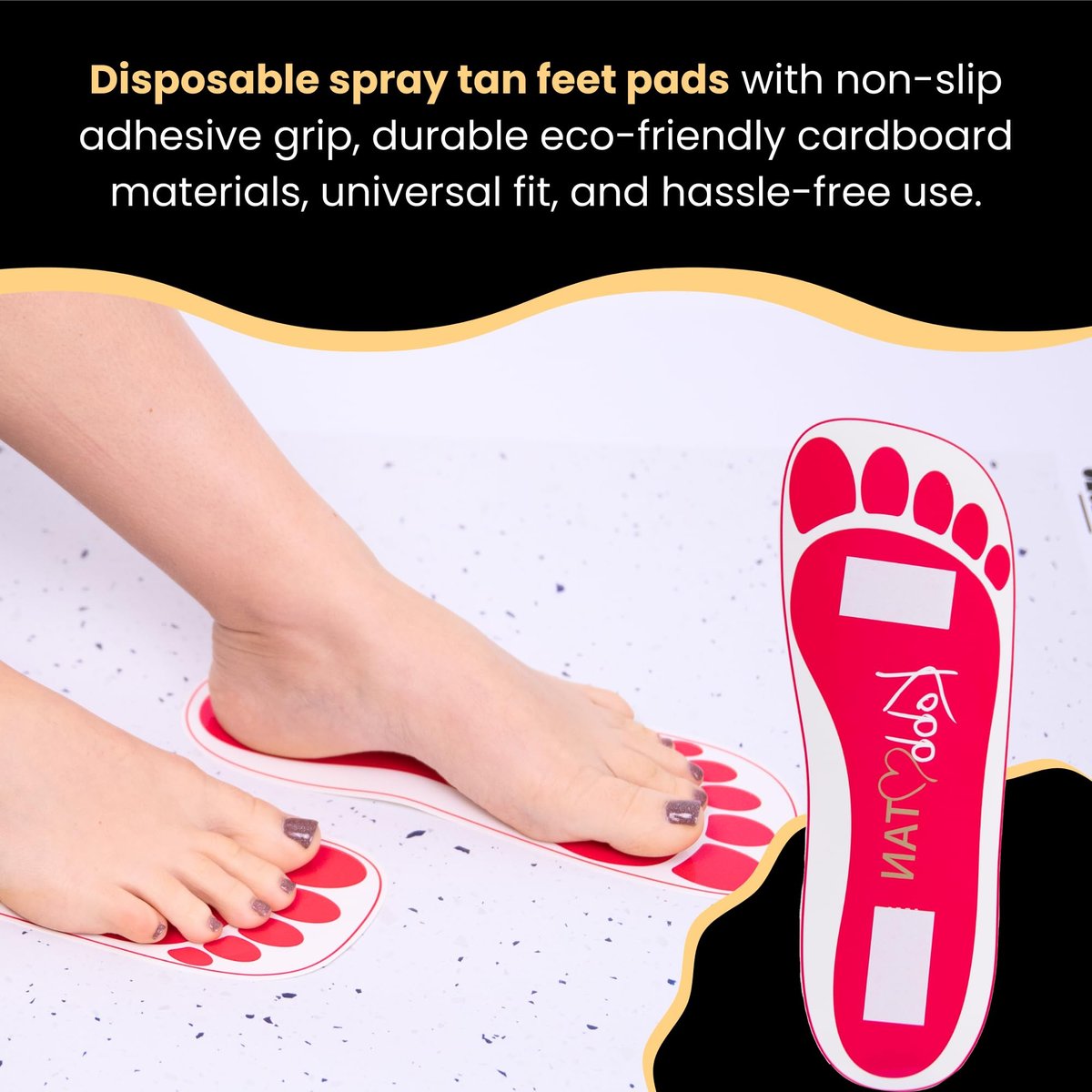 Kobbtan Spray Tan Feet Pads – Disposable Non-Slip Foot Protectors for Spray Tanning, 25 Pairs Avelisse