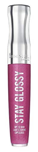 Rimmel Stay Glossy Lip Gloss - Non-Sticky and Lightweight Formula for Lip Color and Shine - 185 Grapevine Groove, 0.18oz