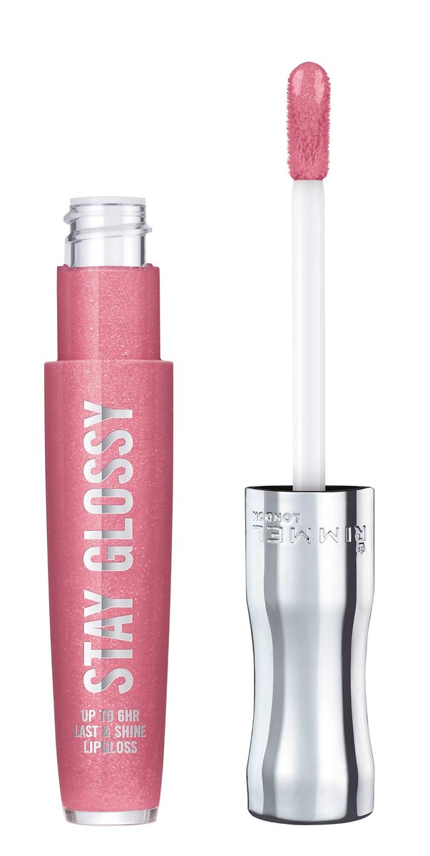 Rimmel Stay Glossy Lip Gloss - Non-Sticky Lightweight Formula for Lip Color and Shine - 140 Flower Power, 0.18 oz - görsel 1