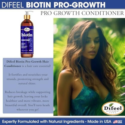 Difeel Pro-Growth Biotin Conditioner for Hair Growth – 33.8 oz, Ideal for Thin Hair Avelisse