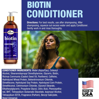 Difeel Pro-Growth Biotin Conditioner for Hair Growth – 33.8 oz, Ideal for Thin Hair Avelisse