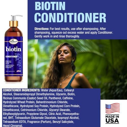 Difeel Pro-Growth Biotin Conditioner for Hair Growth – 33.8 oz, Ideal for Thin Hair Avelisse