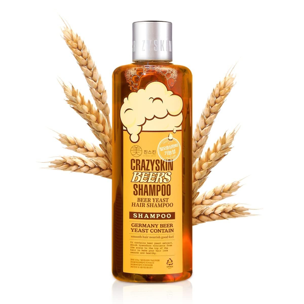 CRAZY SKIN German Beers Yeast Biotin Shampoo - Anti-Hair Loss & Thickening, Gentle Exfoliating Scalp Treatment with Panthenol, Collagen, Sulfate-Free, 300ml - görsel 1
