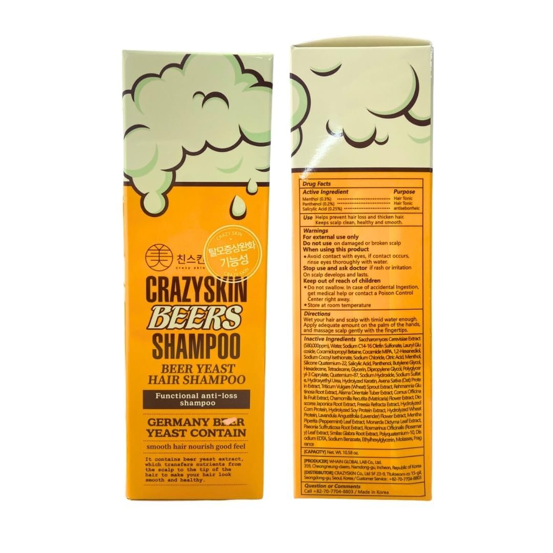 CRAZY SKIN German Beers Yeast Biotin Shampoo - Anti-Hair Loss & Thickening, Gentle Exfoliating Scalp Treatment with Panthenol, Collagen, Sulfate-Free, 300ml - görsel 13