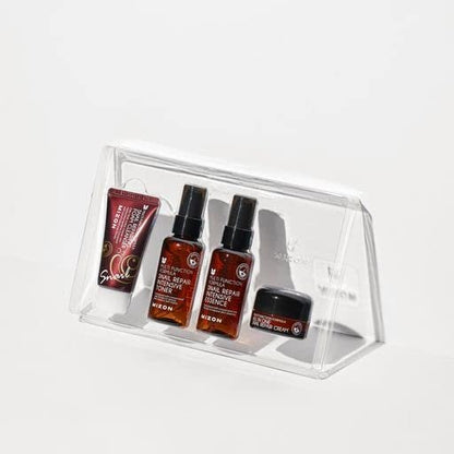 MIZON Snail Line Set – Korean Snail Skincare Essentials Mini Set with Foam Cleanser, Toner, Essence & All in One Cream for Smooth, Moisturized Skin & Fine Wrinkle Improvement