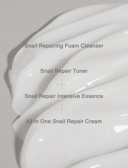 MIZON Snail Line Set – Korean Snail Skincare Essentials Mini Set with Foam Cleanser, Toner, Essence & All in One Cream for Smooth, Moisturized Skin & Fine Wrinkle Improvement