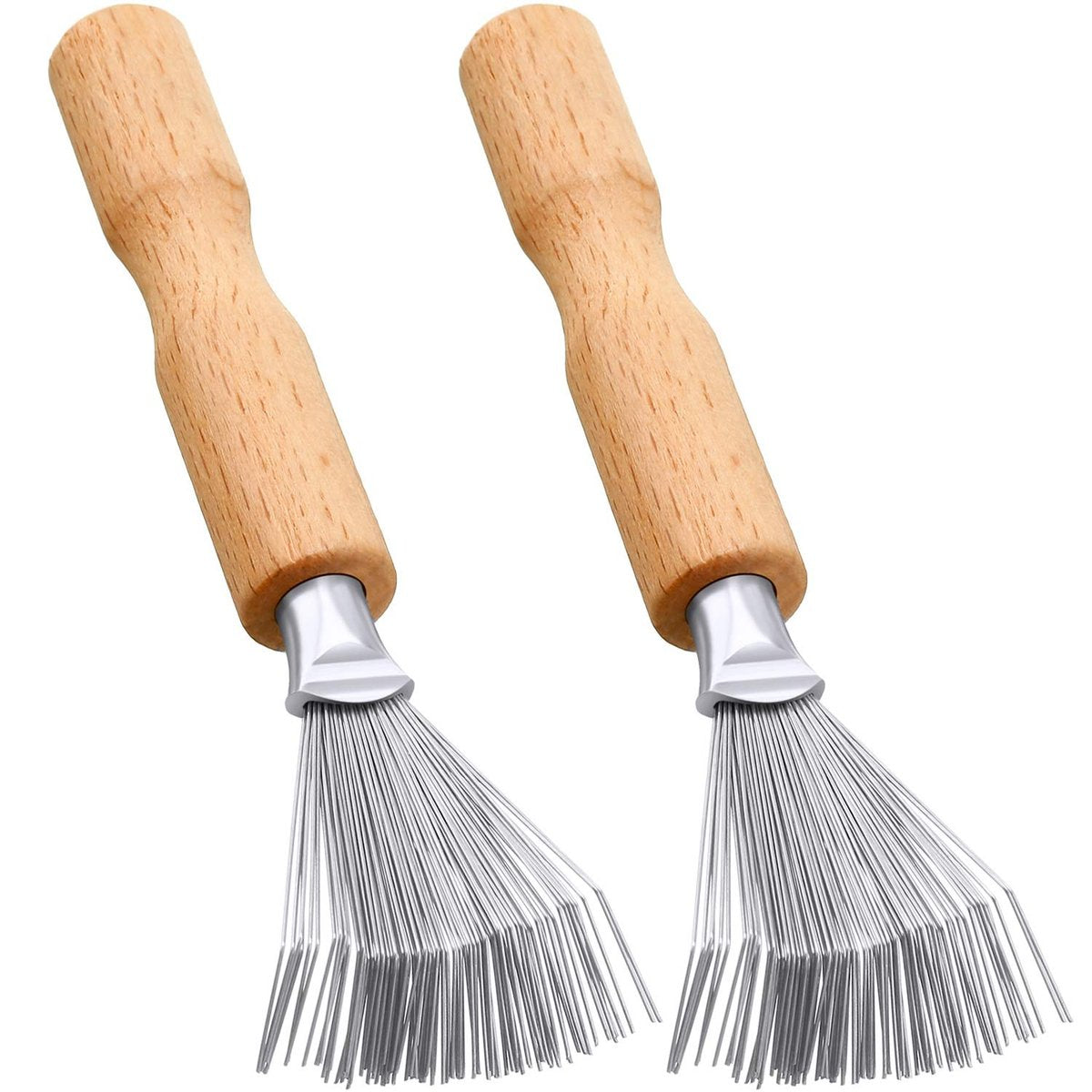 Boao Hair Brush Cleaner – 2-Piece Mini Hair Dirt Remover with Metal Wire Rake & Wooden Handle for Home and Salon Use - görsel 2