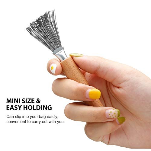 Boao Hair Brush Cleaner – 2-Piece Mini Hair Dirt Remover with Metal Wire Rake & Wooden Handle for Home and Salon Use - görsel 9