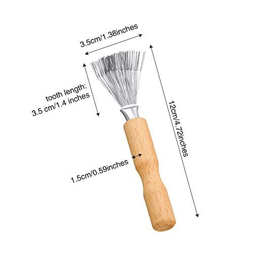 Boao Hair Brush Cleaner – 2-Piece Mini Hair Dirt Remover with Metal Wire Rake & Wooden Handle for Home and Salon Use - görsel 3