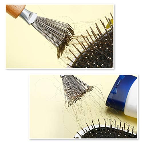 Boao Hair Brush Cleaner – 2-Piece Mini Hair Dirt Remover with Metal Wire Rake & Wooden Handle for Home and Salon Use - görsel 7