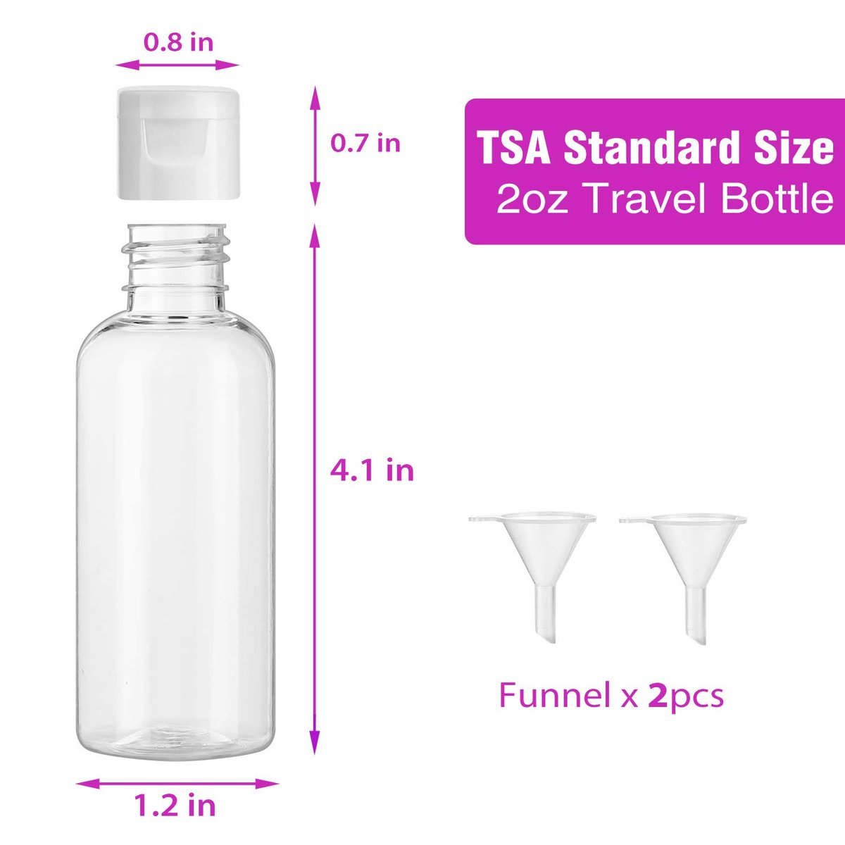Dabacc 30 Pack 2 oz Clear Plastic Empty Bottles with Flip Cap for Travel Size Liquids - görsel 4
