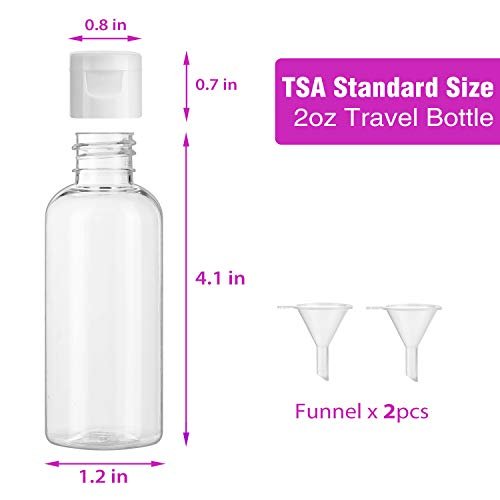 Dabacc 30 Pack 2 oz Clear Plastic Empty Bottles with Flip Cap for Travel Size Liquids - görsel 3