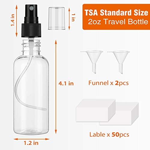 30 Pack 2 oz Fine Mist Mini Clear Spray Bottles with Pump Spray Cap - Refillable & Reusable Empty Plastic Travel Bottles for Essential Oils, Perfumes, and More - görsel 7
